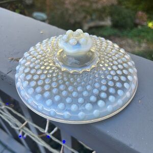 Vintage Glass Lid with Hobnail Moonstone Design